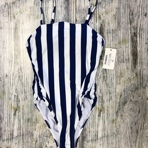 Envya One-Piece Blue and White Stripe Cheeky NWT